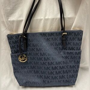 Michael Kors Travel Jet Set Tote, Shoulder Bag, Navy Fabric